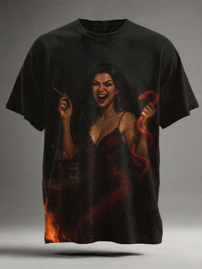 Halloween Dark Funny Print Casual Short Sleeve T-Shirt