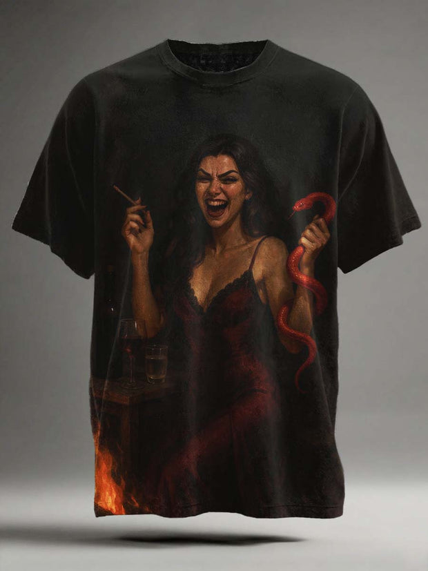 Halloween Dark Funny Print Casual Short Sleeve T-Shirt