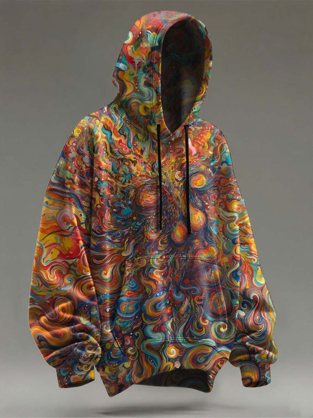 Abstract Rendering Color Clash Art Print Casual Hooded Sweatshirt