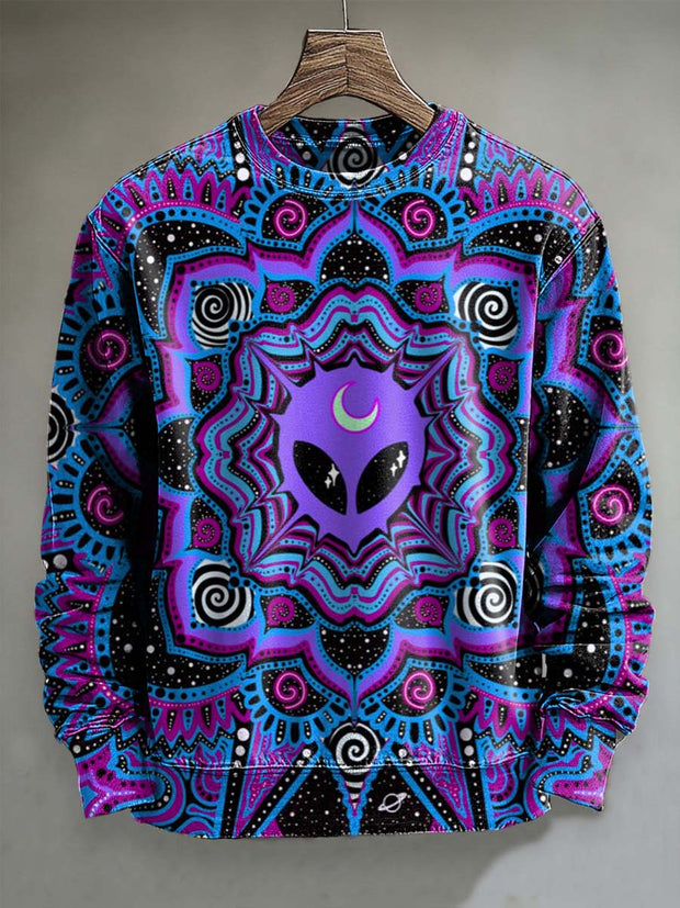 Colorful Abstract Alien Print Casual Sweatshirt