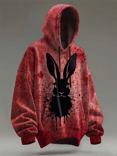 Dark Bunny Printed Casual Hooded Sweatshirt