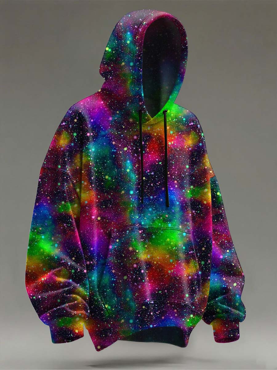 Nebula Night Sky Print Casual Hooded Sweatshirt