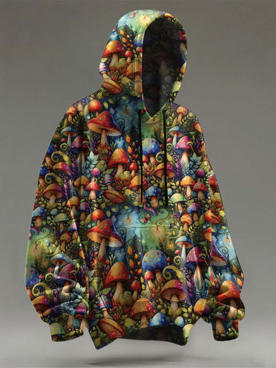 Colorful Mushroom Psychedelic Print Casual Hooded Sweatshirt