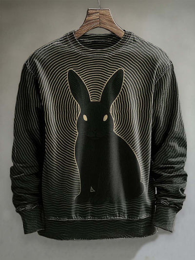 Dark Bunny Print Casual Sweatshirt