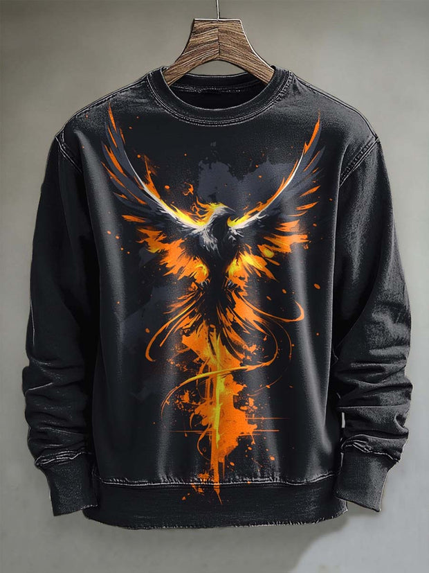 Flaming Phoenix Print Casual Sweatshirt