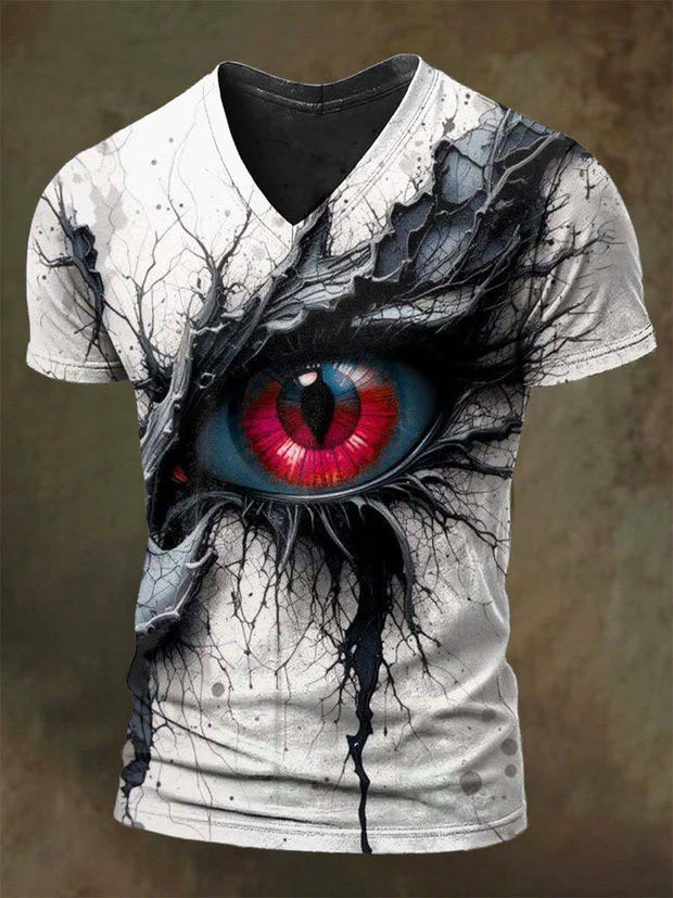 Abstract Art Eye Print Casual Short Sleeve T-Shirt