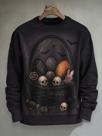 Halloween Skull Print Casual Sweatshirt