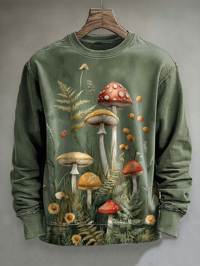 Abstract Mushroom Print Casual Sweatshirt