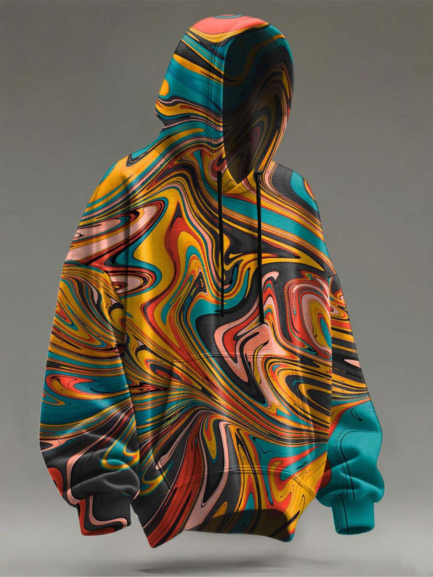 Abstract Rendering Color Clash Art Print Casual Hooded Sweatshirt