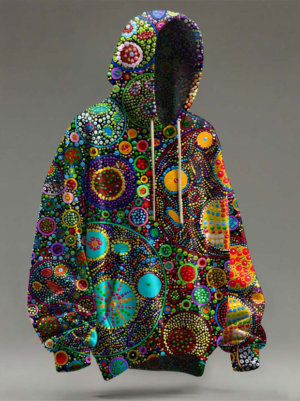 Colorful Beads Abstract Art Print Casual Hooded Sweatshirt