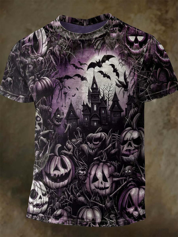 Halloween Spooky Pumpkin Print Casual Short Sleeve T-Shirt