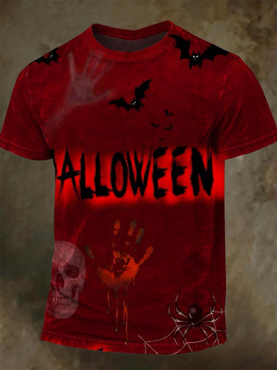 Halloween Ghost Skull Print Casual Short Sleeve T-Shirt