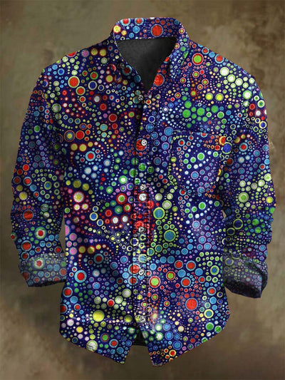 Vintage Colorful Polka Dot Print Casual Long Sleeve Shirt