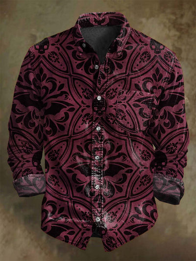 Abstract Bat Skull Print Casual Long Sleeve Shirt