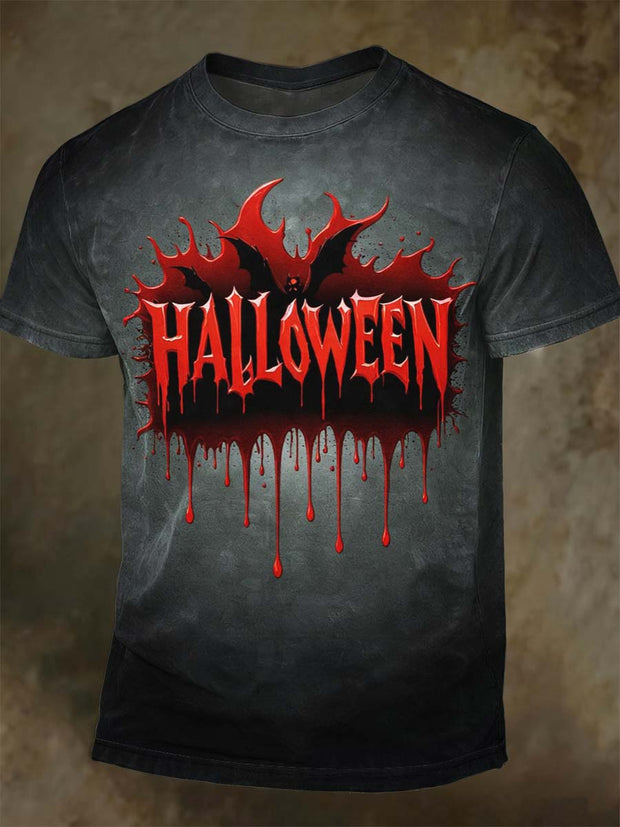 Scary Halloween Print Casual Short Sleeve T-Shirt