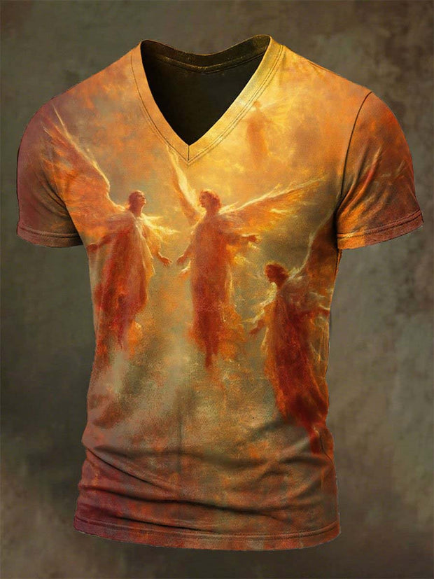 Abstract Art Angel Print Casual Short Sleeve T-Shirt