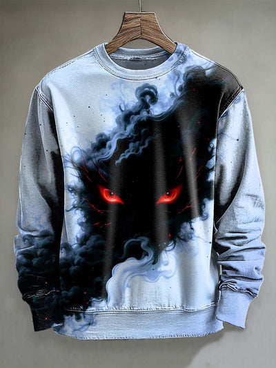 Abstract Smoke Black Cat Print Casual Long Sleeve Sweatshirt