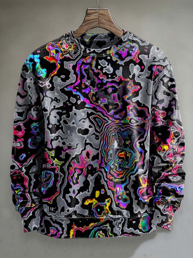Abstract Psychedelic Water Wave Print Casual Long Sleeve Sweatshirt