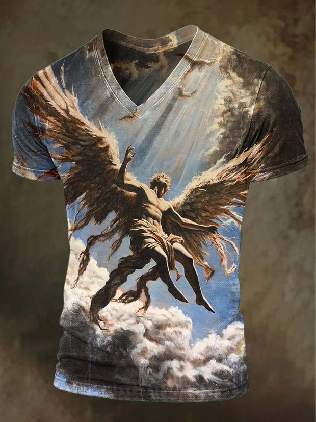 Abstract Art Angel Print Casual Short Sleeve T-Shirt