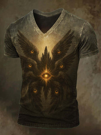 Abstract Art Six Wings Print Casual Short Sleeve T-Shirt