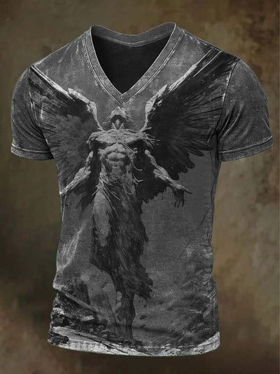 Abstract Art Angel Print Casual Short Sleeve T-Shirt