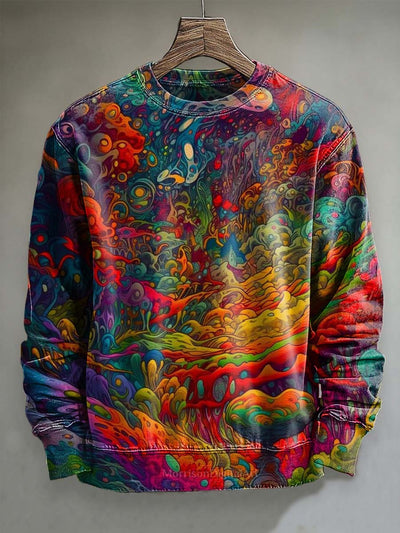 Abstract Colorful Cloud Print Casual Long Sleeve Sweatshirt