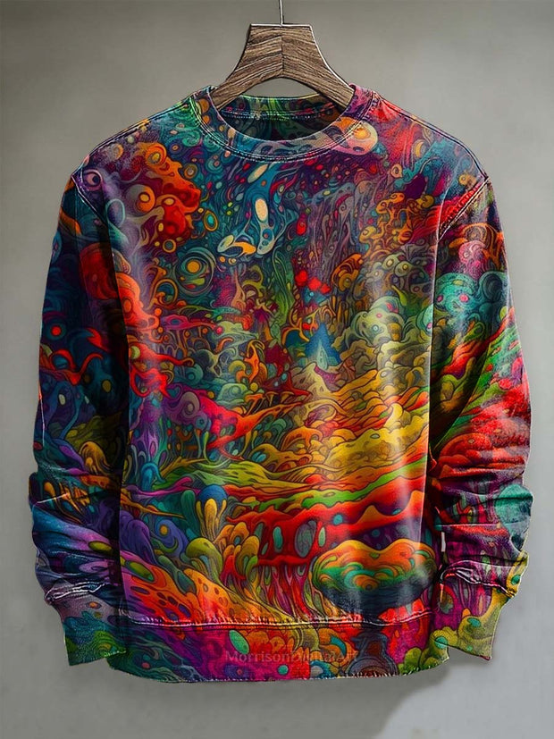 Abstract Colorful Cloud Print Casual Long Sleeve Sweatshirt
