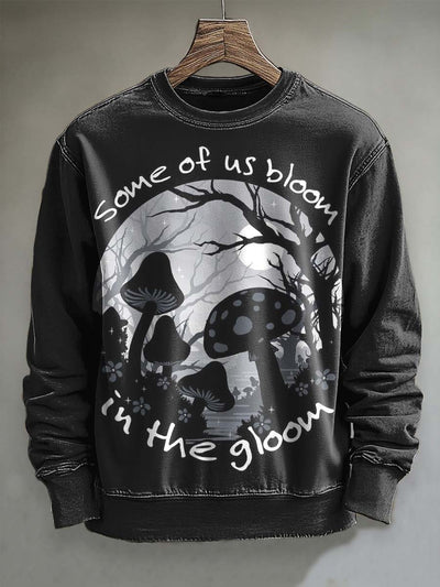 Abstract Black Mushroom Print Casual Long Sleeve Sweatshirt