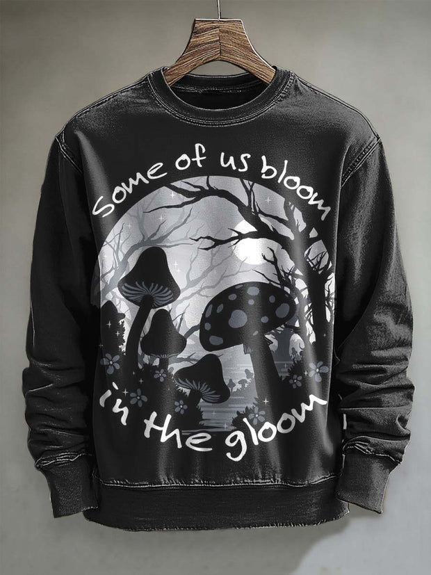 Abstract Black Mushroom Print Casual Long Sleeve Sweatshirt