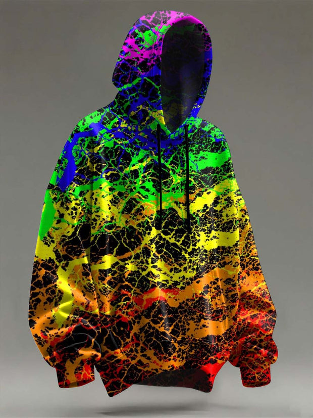 Abstract Rainbow Rendering Art Print Casual Hooded Sweatshirt