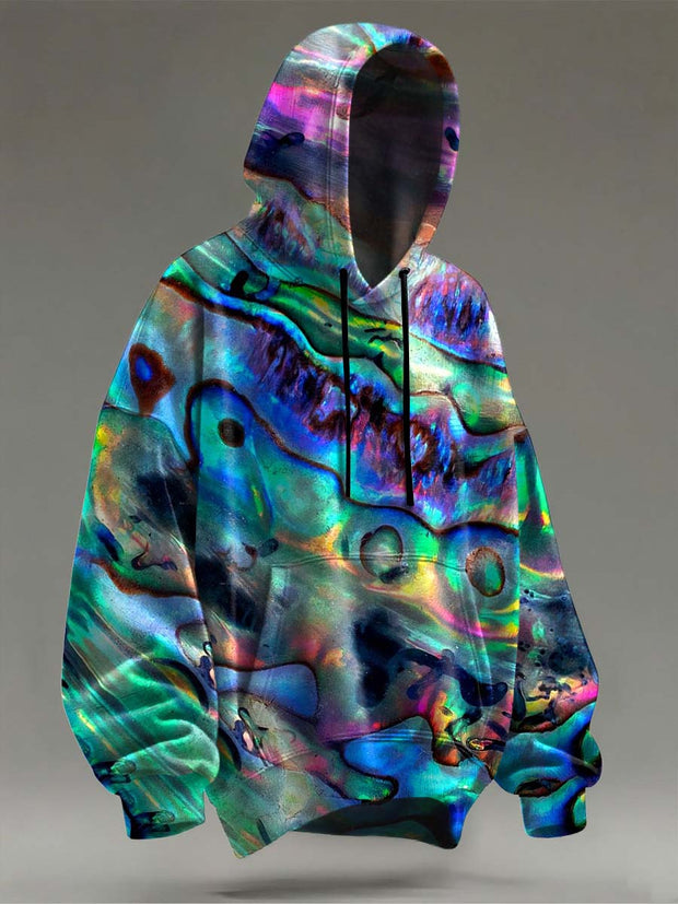 Abstract Rainbow Rendering Art Print Casual Hooded Sweatshirt