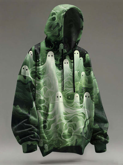 Halloween Ghost Print Casual Hooded Sweatshirt
