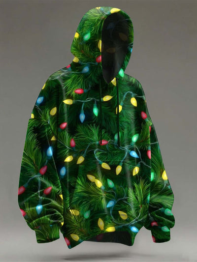 Christmas Lights Print Casual Hooded Sweatshirt