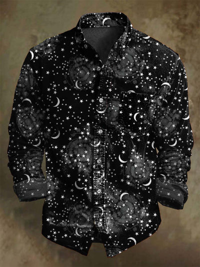 Black Star Print Casual Long Sleeve Shirt