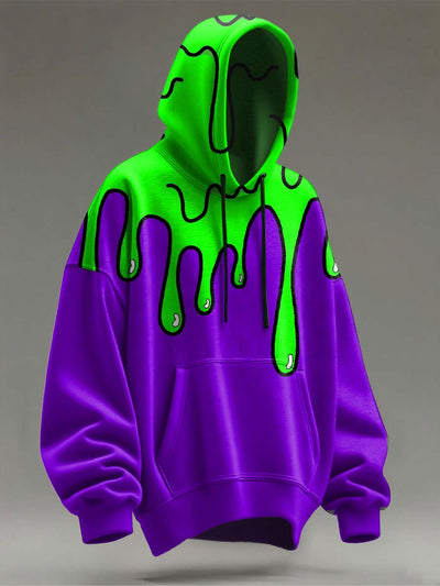 Halloween Abstract Colorblock Design Print Casual Hooded Sweatshirt