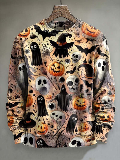 Halloween Ghost Print Casual Crew Neck Sweatshirt