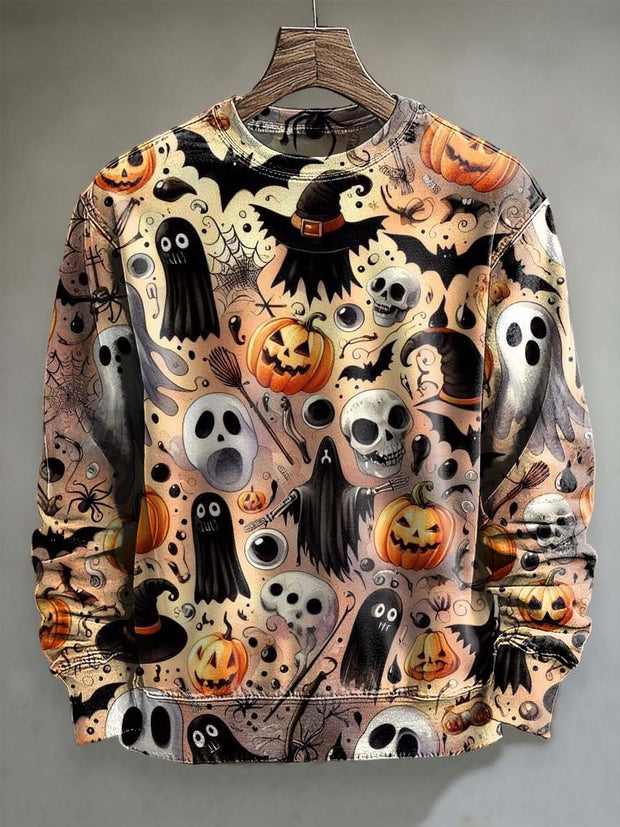 Halloween Ghost Print Casual Crew Neck Sweatshirt