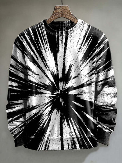 Abstract Laser Print Casual Crew Sweatshirt