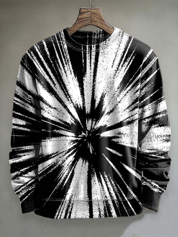 Abstract Laser Print Casual Crew Sweatshirt