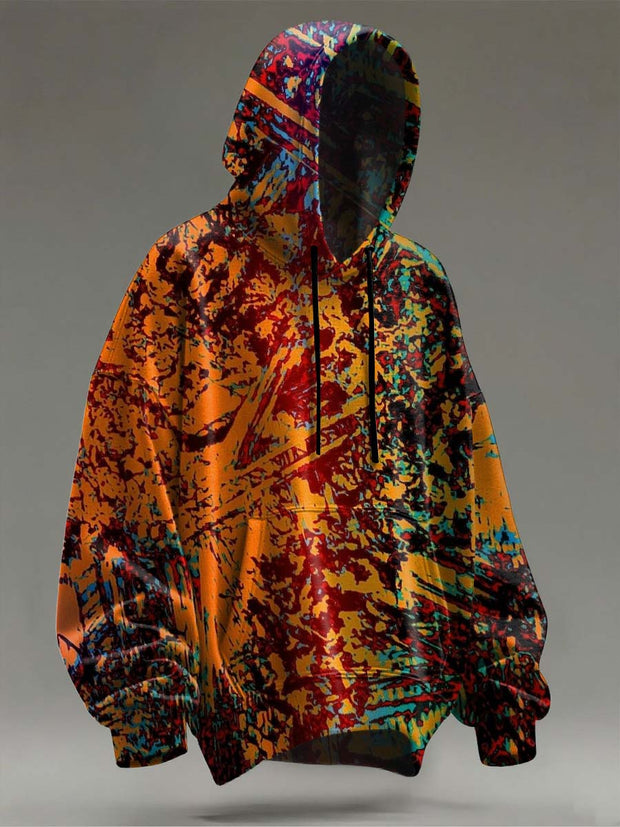 Abstract Colorblock Art Print Casual Hooded Sweatshirt