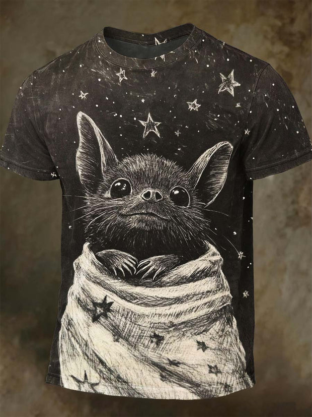 Cute Halloween Bat Print Casual Short-Sleeve T-Shirt