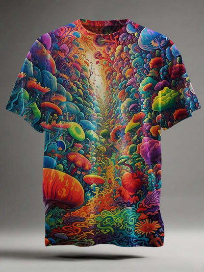 Psychedelic Path Mushroom Abstract Art Print Casual Short-Sleeve T-Shirt