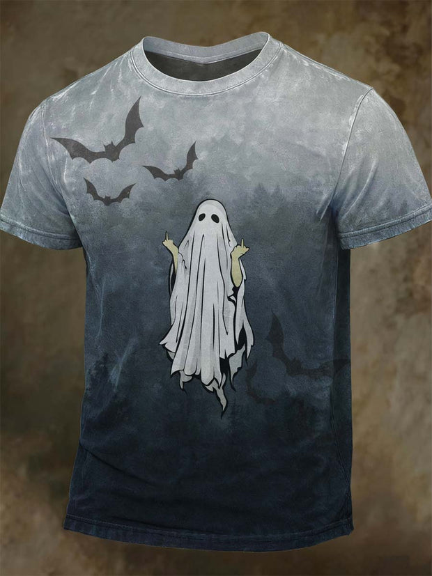 Halloween Fun Ghost Print Casual Short-Sleeve T-Shirt