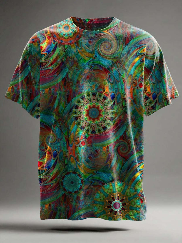 Abstract Art Psychedelic Print Casual Short-Sleeve T-Shirt