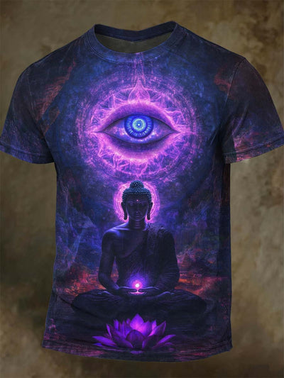 Buddhist Art Printed Casual Short Sleeve T-shirt