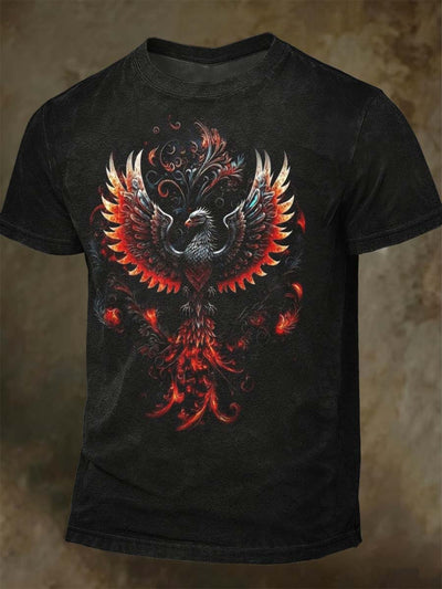 Flame Phoenix Printed Casual Short Sleeve T-shirt