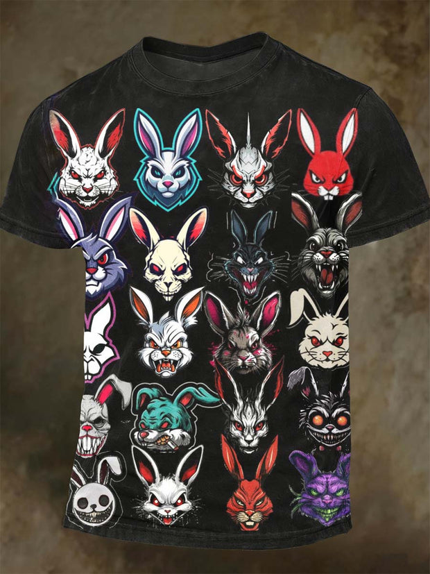 Halloween Evil Rabbit Printed Casual Short Sleeve T-shirt