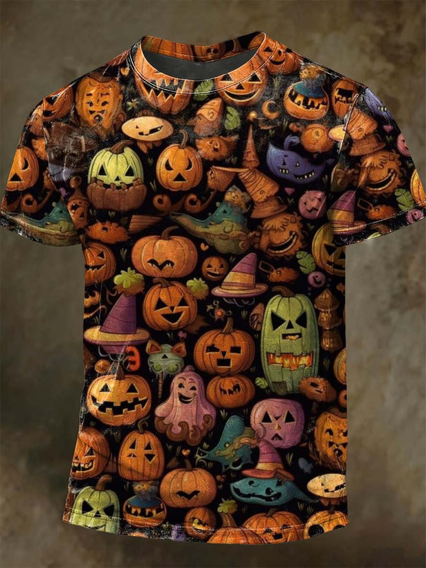 Halloween Evil Pumpkin Printed Casual Short sleeved T-shirt