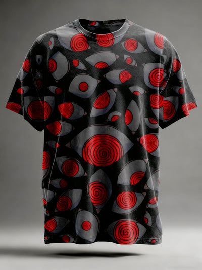 Abstract Dark Eyes Printed Casual Short Sleeve T-shirt
