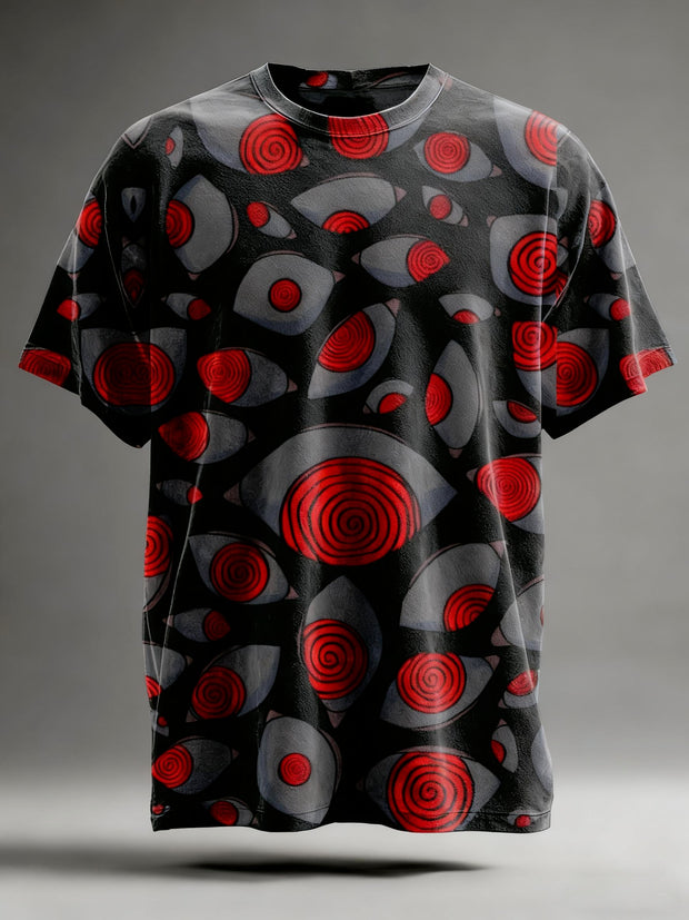 Abstract Dark Eyes Printed Casual Short Sleeve T-shirt